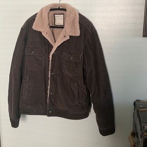 J. Crew Vintage Style Sherpa Lined Brown Corduroy Jacket Size XL
